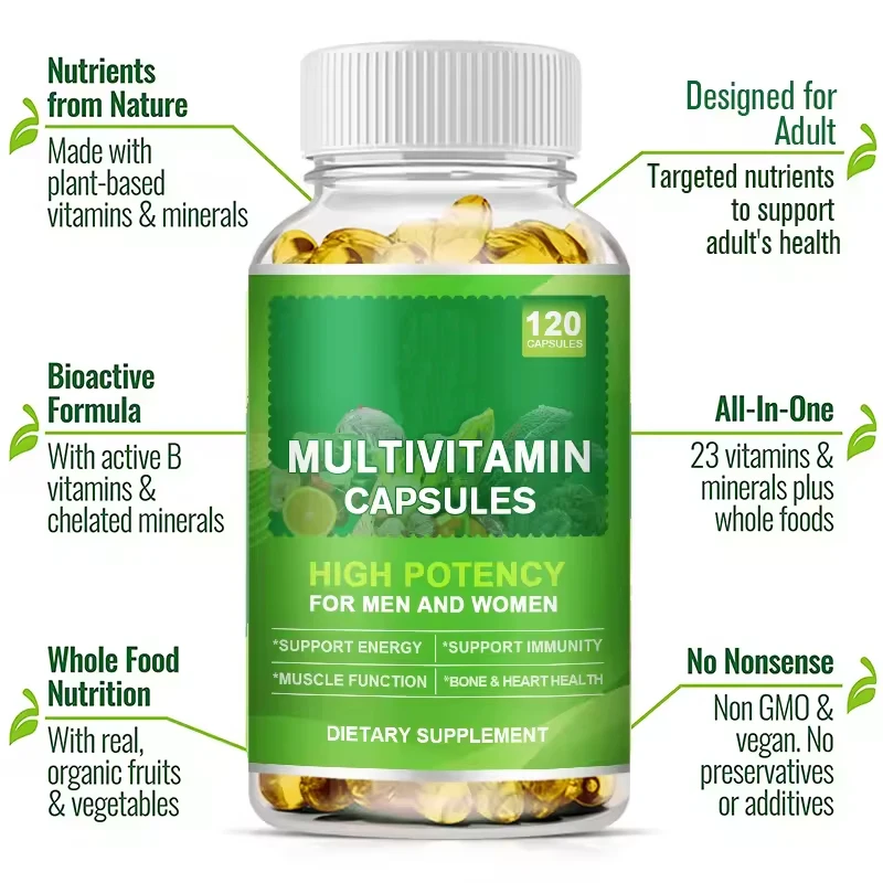 Private Label 60pcs Multivitamin And Mineral Capsules Natural Organic