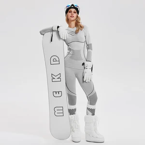 Women's Crew Neck Woolen Sweater Winter Print Pullover Warm Black White Skiing Outdoor Fitness Long Underwear Pants Set