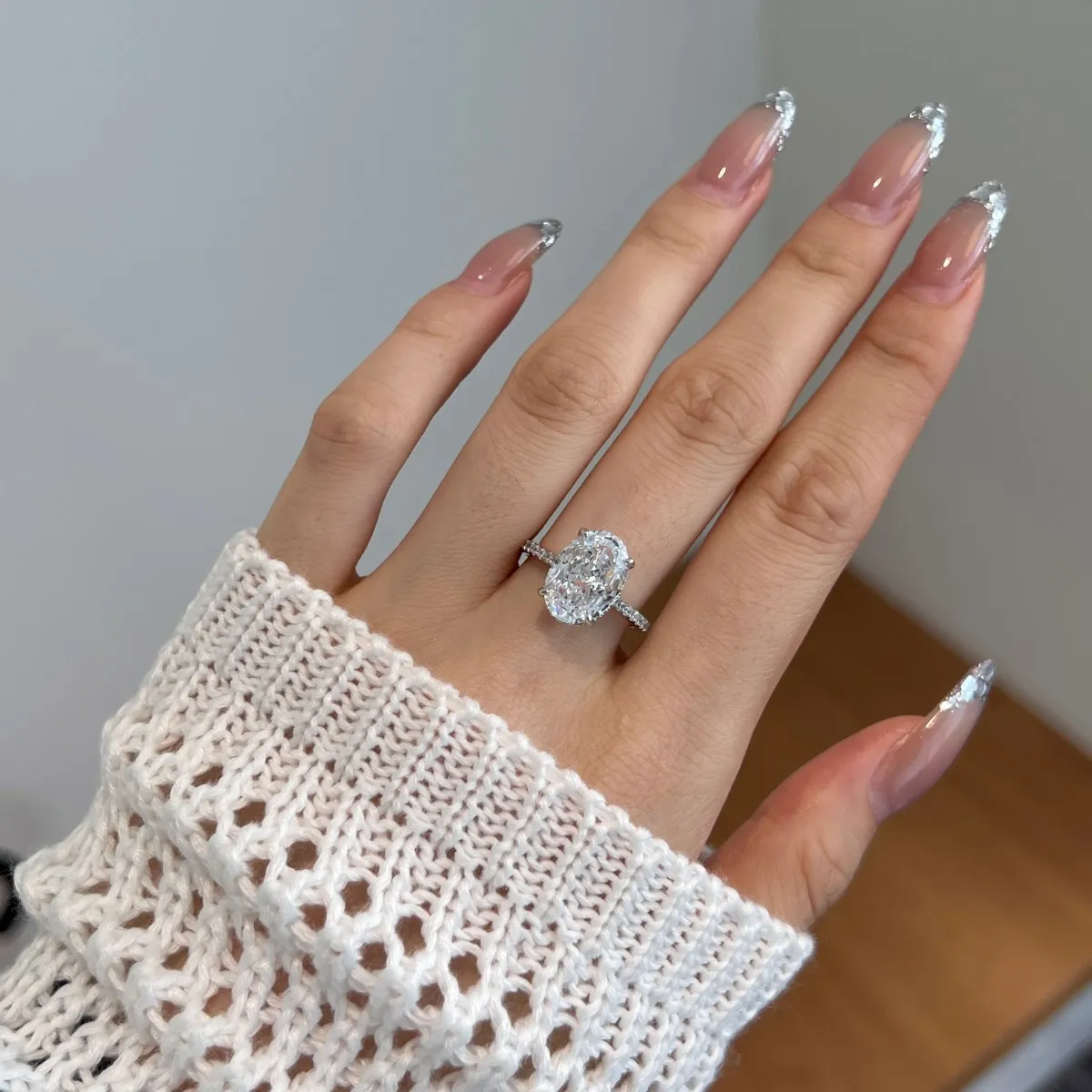 KAKODIY New Arrival Minimalist Round Large Cubic Zirconia Ring 925 Sterling Silver Engagement Wedding Promise Ring detail 6