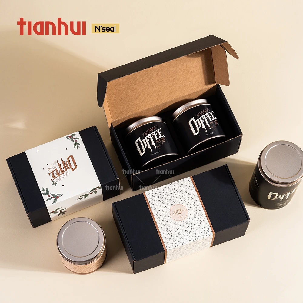 Tianhui Caja de Cartón Ondulado Personalizable, Juego de Embalaje para Café, Caja Envió plegable