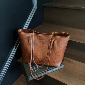 CUstom Large Capacity Casual Retro Single Shoulder Bag 2026 New Popular Solid Color Fashion Simple Underarm Shoulder Tote Bag