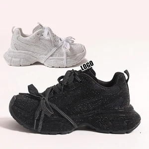 Luxury Shoes Women 2026 Brand Design Bling Sequined Women's Casual Shoes Fashion Female Chunky Sneakers Stylish Sport Shoes