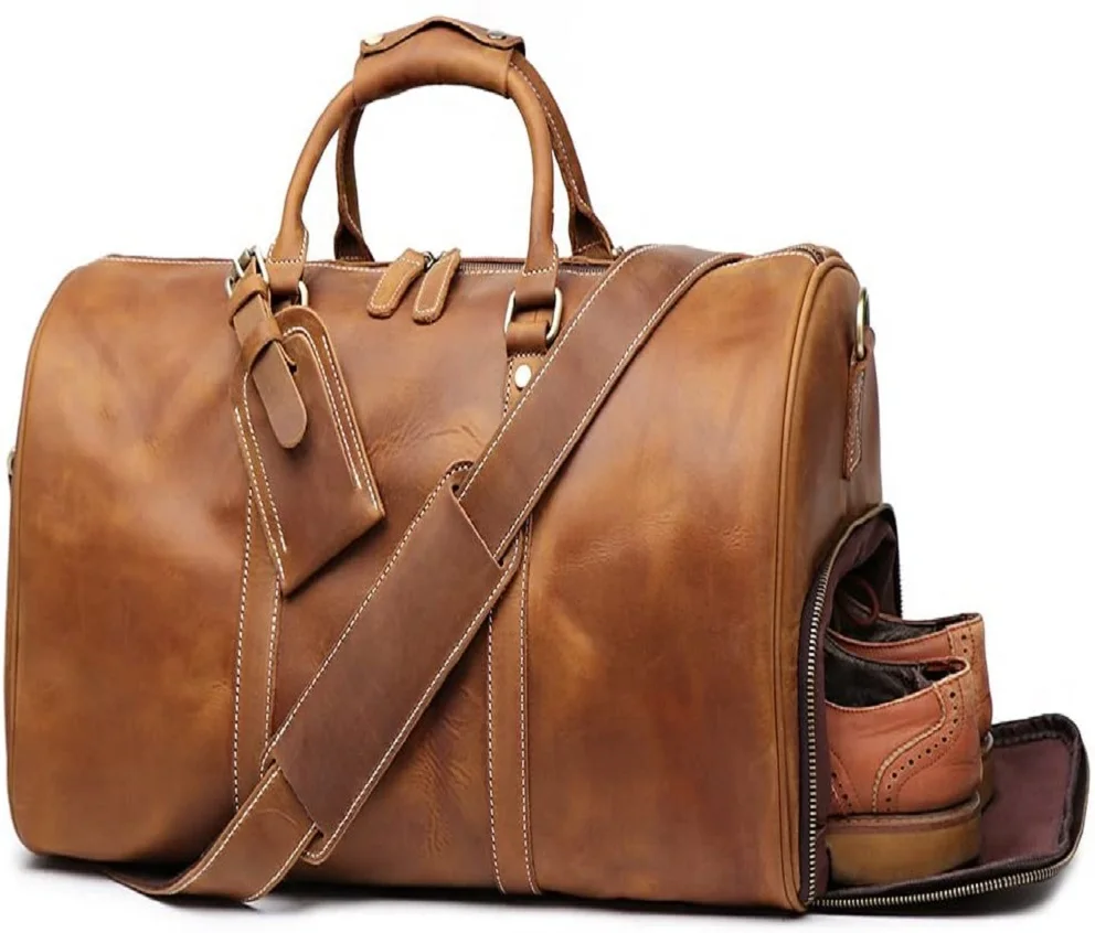 leather bag with shoe compartment