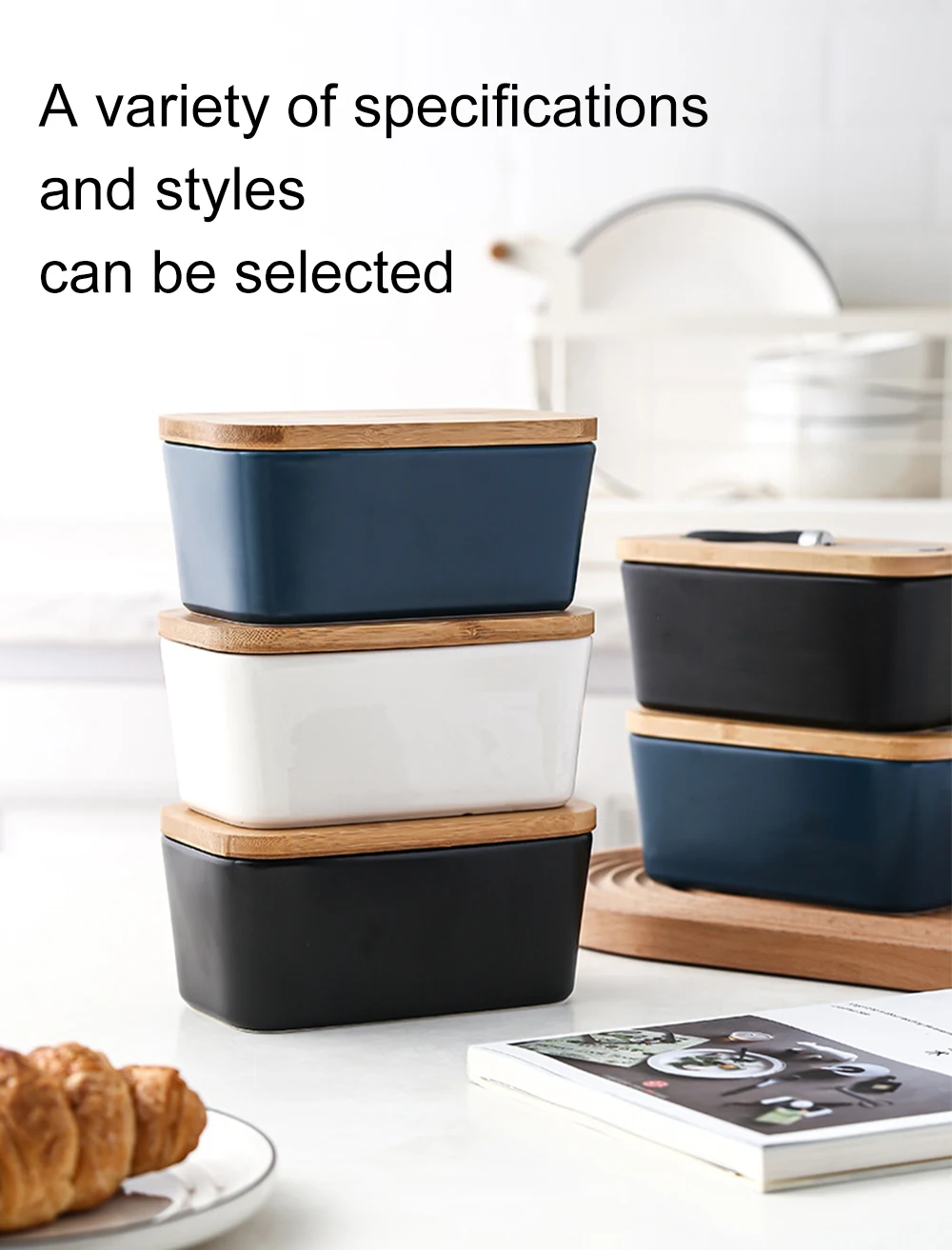 Rectangular Ceramic Butter Dishes Sealed Tin Cheese Box Storage Box