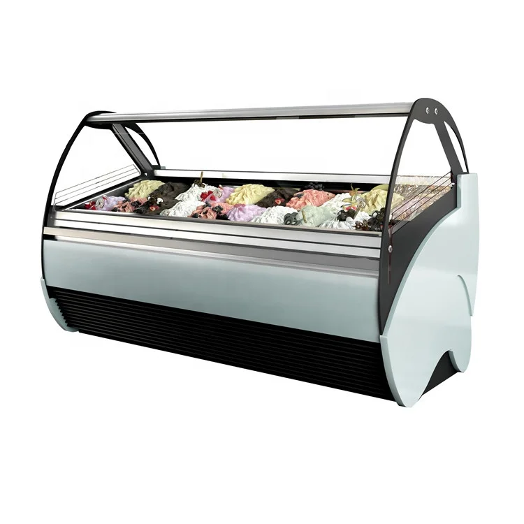 New Design 16 Trays Commercial Italian Ice Cream Gelato Display Freezer