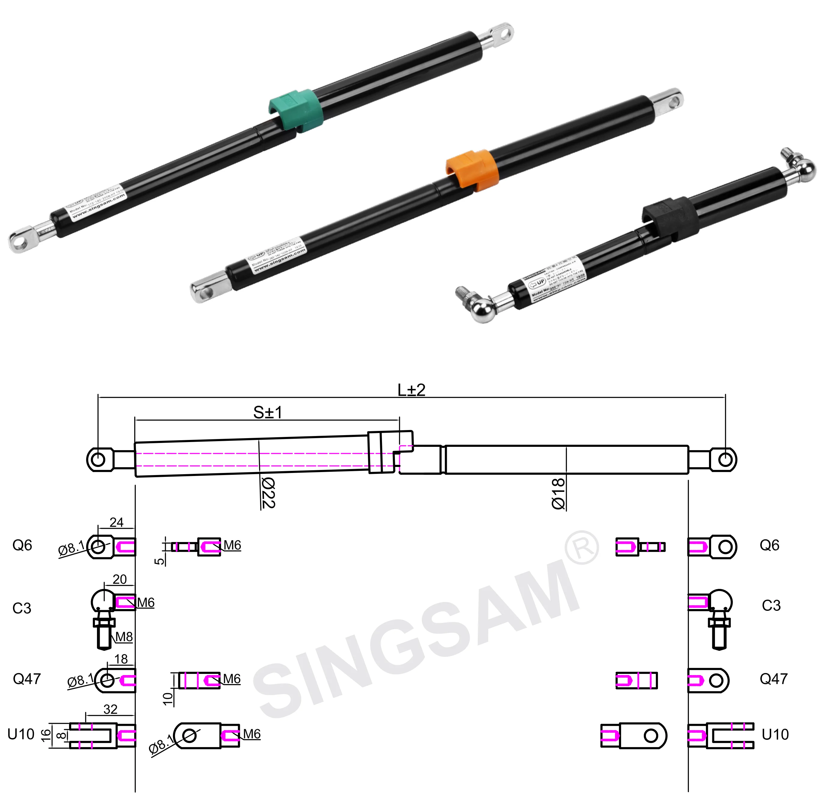 Controllable Gas Struts Suppliers,Hydraulic Treadmill Cylinder Lockable