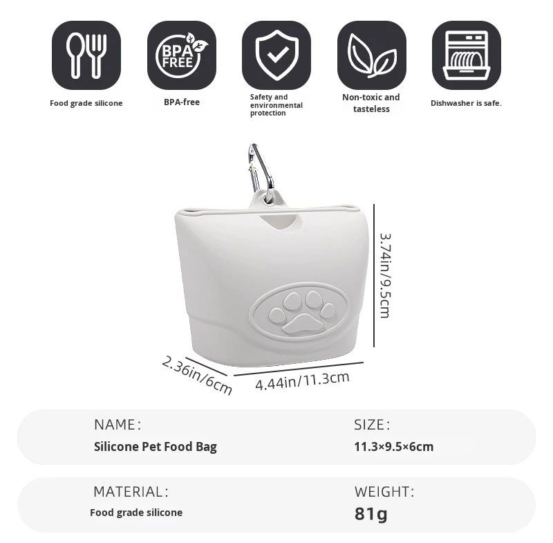 New Pet Silicone Dog & Cat Food Bag Outdoor Portable Dog Training Dog Walking Feeding Waist Bag Snack Bag manufacture