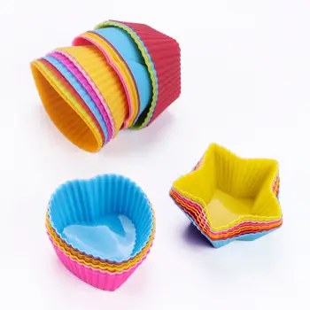 Multicolor Easy Clean 12 Pack Non-stick Silicone Muffin Cups BPA Free Cupcake Liners Reusable Silicone Baking Cups