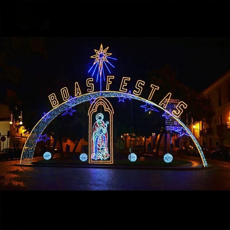 Открытый торговый центр Свадебные украшения мотив Рождество свет светодиодные фонари арки