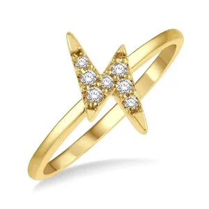 Customizable Fine Jewelry Trendy Lightning Star Moon Ring 925 Sterling Silver Gold Plated White Cz for Girls Delicate Jewelry