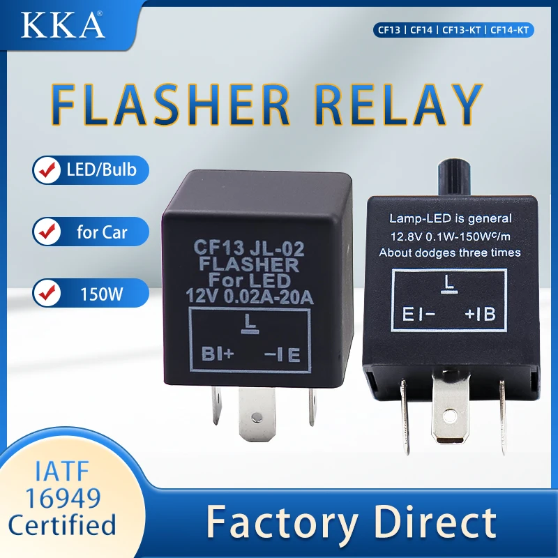 CF13/14 Flasher Relay, 12V/24V 3pin Flasher for Automotive Motorcycle Turn Signal, Adjustable Flasher Relay CF13-KT/14-KT