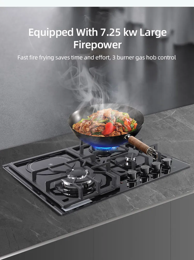 4 Burner Temperature Glass Builtin Gas Stove Cooker Gas And Electric