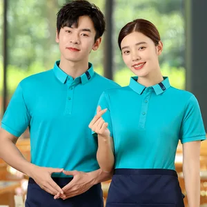 Overalls Short-sleeved Polyester/Cotton Unisex Summer Catering Restaurant Hotel Reception Uniform Digital Print