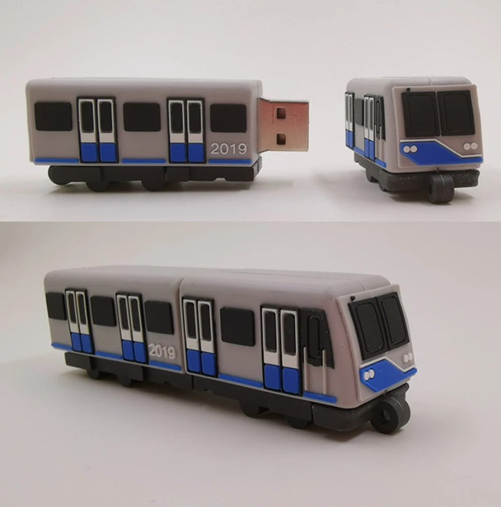 Design OEM PVC Customized Pendrive Car Shaped with logo Silicone Custom Train Truck Usb Flash Drive