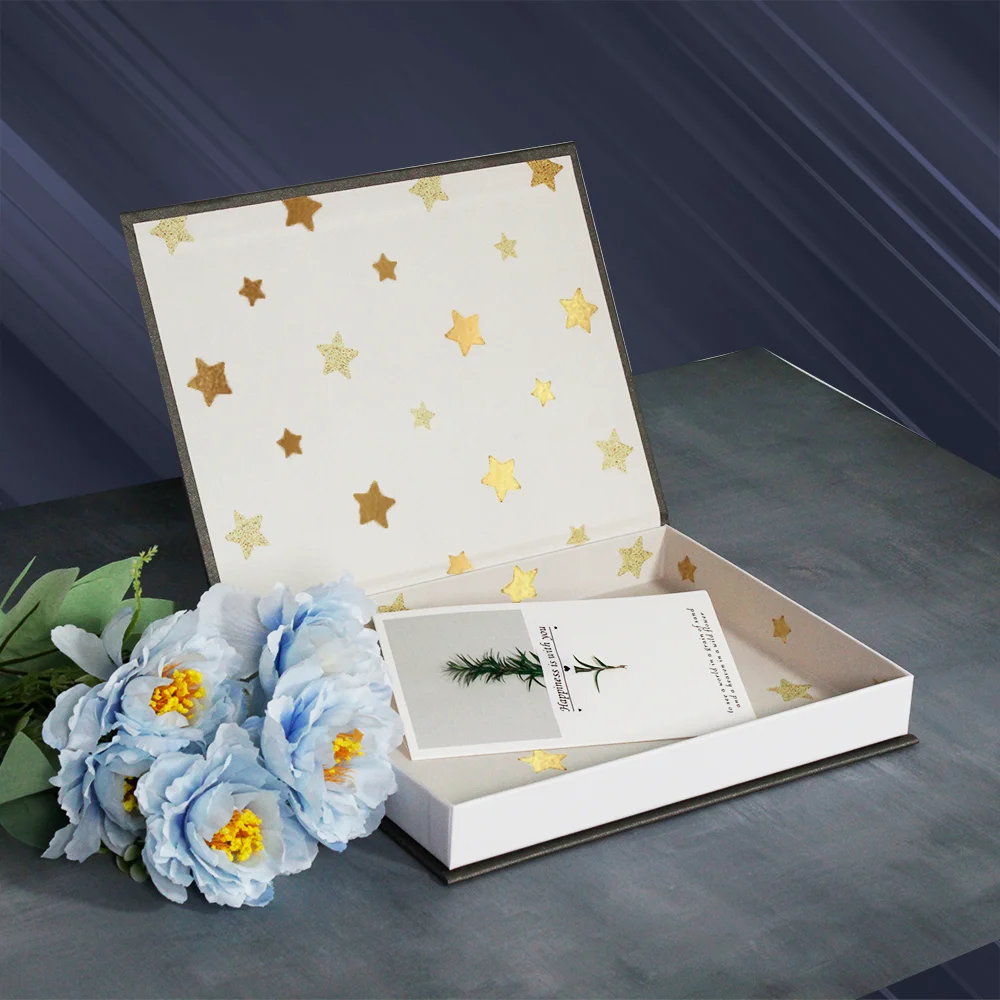 Custom Luxury Clamshell Book Shape Design Underwear Lingerie Packaging Magnetic Flap Tie Gift Boxes for Socks