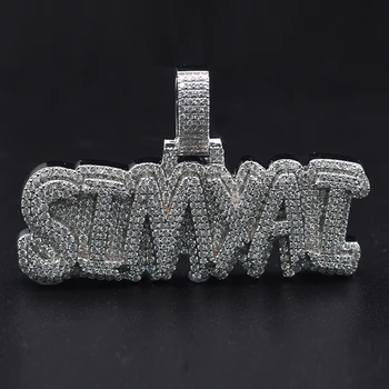 Customized high-quality luxury Hip Hop Iced out S925 Silver 10k 14k 18k Gold Moissanite Diamond Rapper Letter Name Pendant