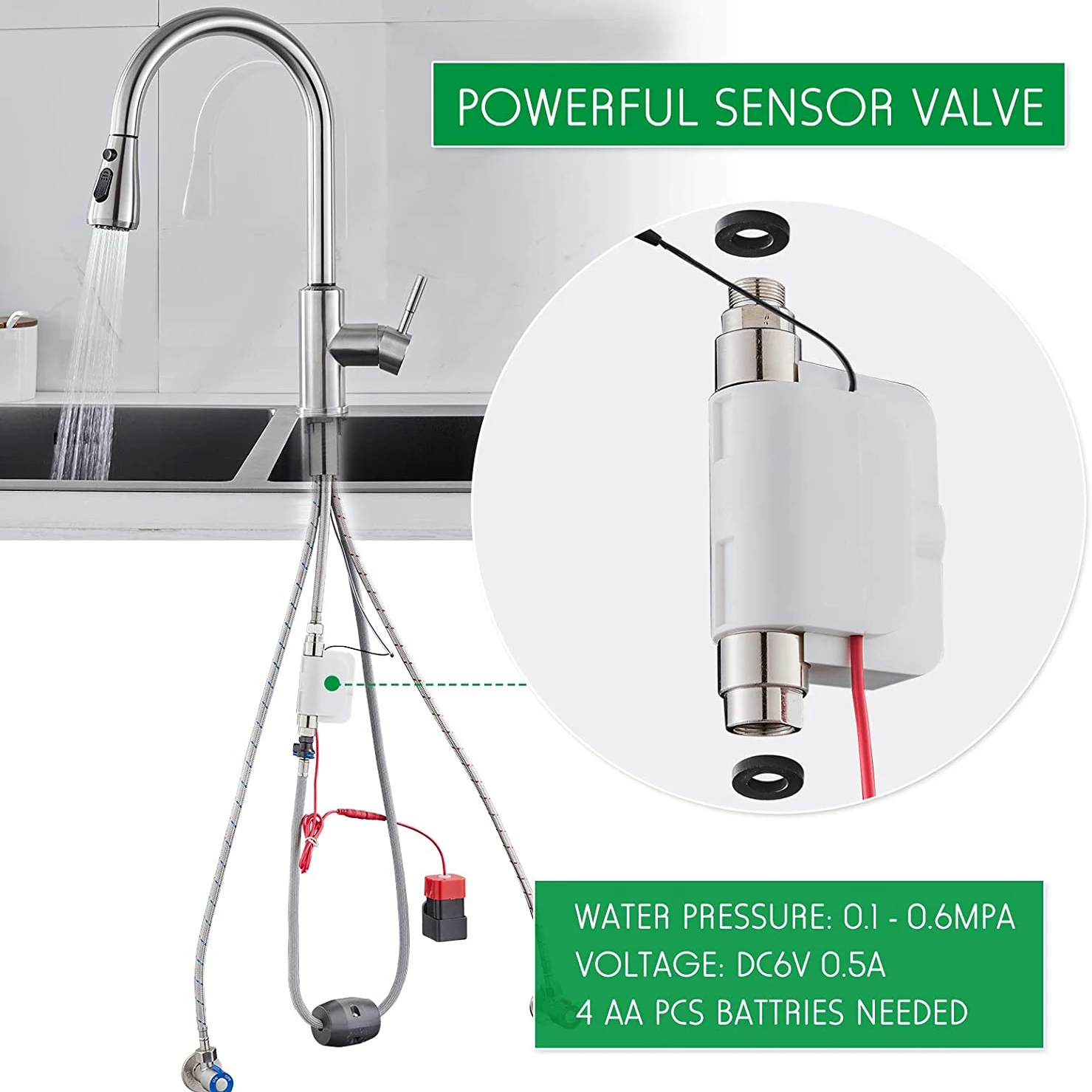 304 Stainless Steel Touchless Kitchen Sink Faucets