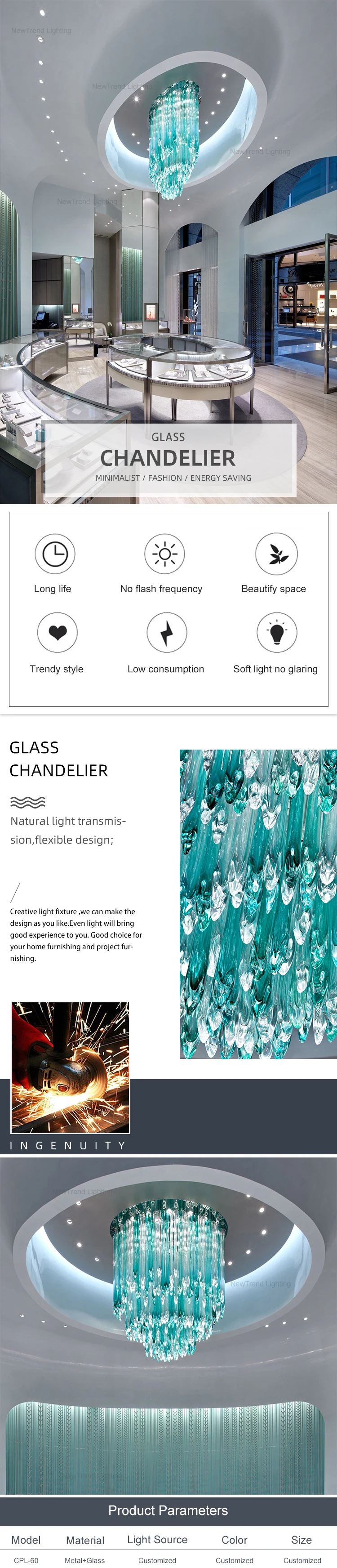 cpl 60 new product indoor project decoration lighting mall hotel lobby custom large chandelier  -0