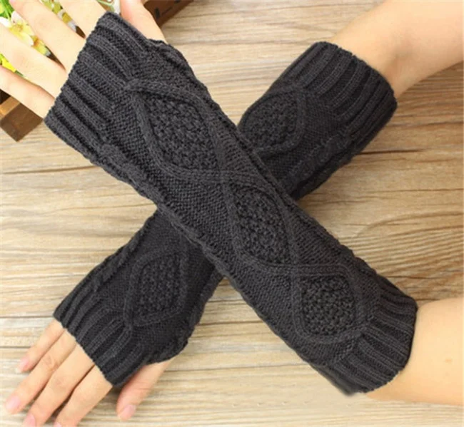 Оптовая продажа 2022 модные дамские сапоги-ботфорты рукава-е акриловые вязаные теплые зимние перчатки без пальцев с 8 видов