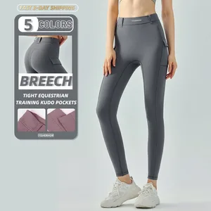 YISHENHON Women's Equestrian Training Pants High-Waisted Breathable Skinny Pockets Abrasion Resistant Outdoor Riding Breeches