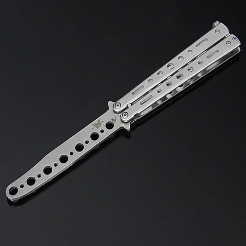 Dull Blade Folding Knife Practice Stainless Steel Outdoor Sports Dull Tool No Edge Non-Sharpenning Butterfly Training Knife