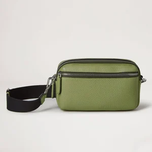 Custom Logo Pebble Leather Men's Zipper Purse Shoulder Messenger Crossbody Bag for Men