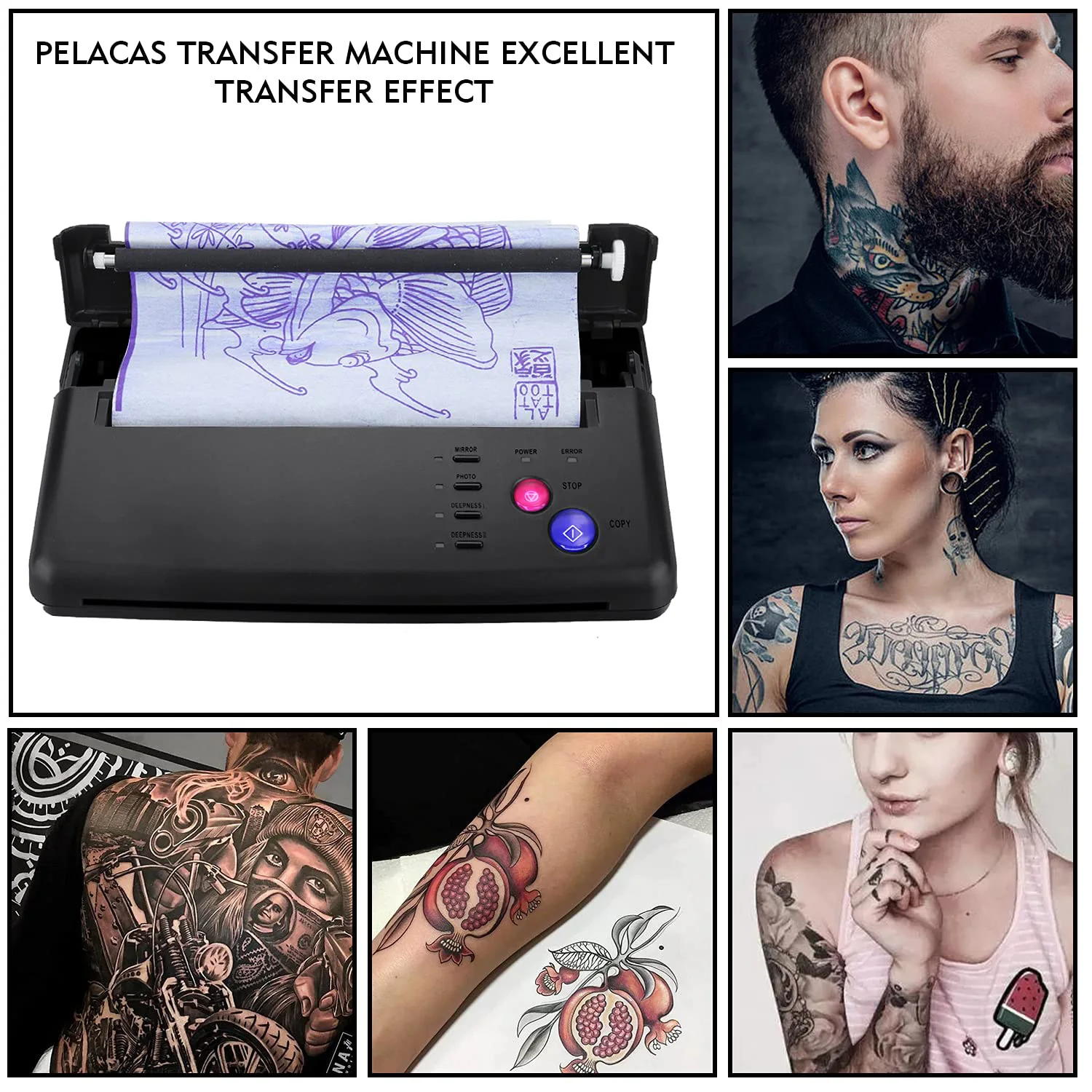 Machine de transfert de tatouage temporaire Imprimante Dessin Pochoir  thermique Stencil Maker Copier pour tatouage Transfert Papier Copier  Imprimante Us/eu