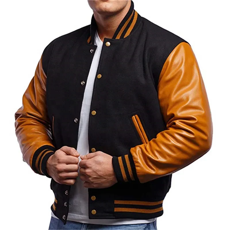 New Stylish High Street Wholesale Men's Baseball Jacket Long Sleeve Custom Windbreaker Jackets For Men_voghion.com