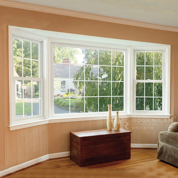 ROGENILAN Sell European Bay Window White Aluminum Frame French Lattice Strip Double Glazed Thermal Insulated Casement Windows