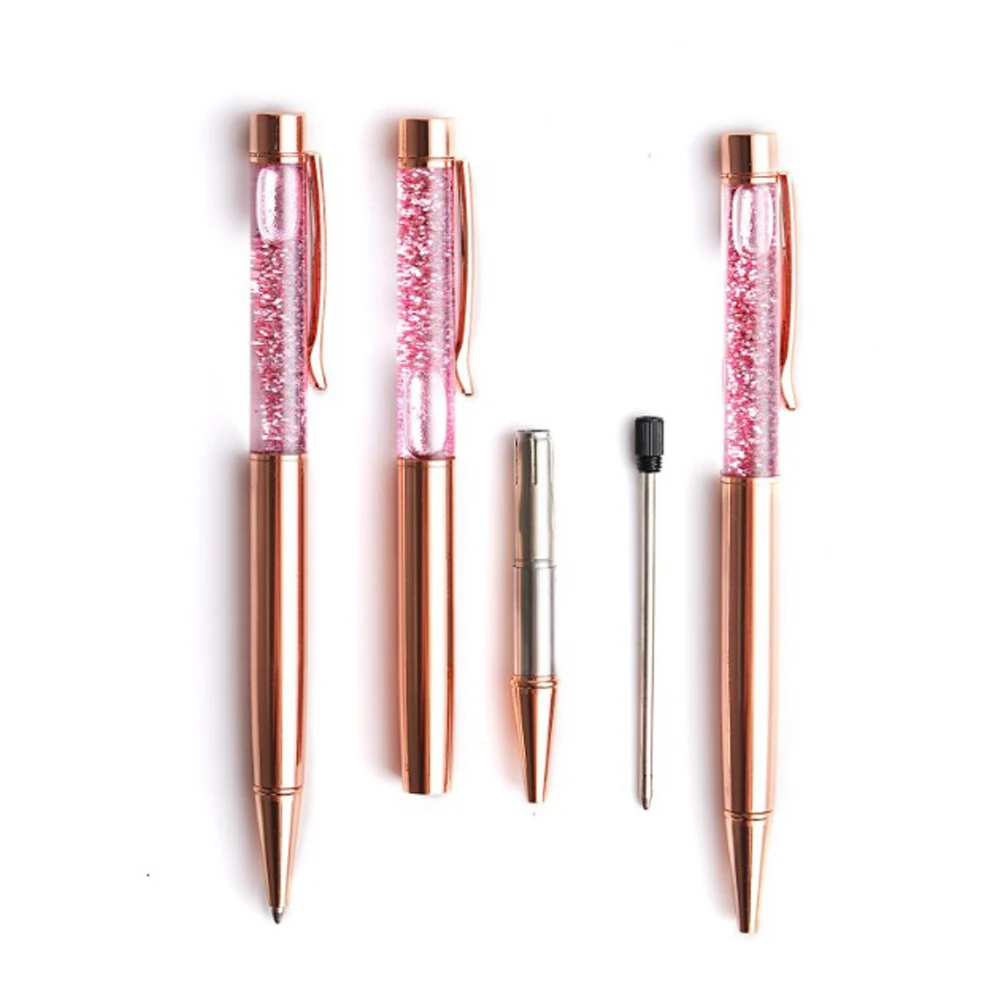 Penne a Sfera 4 Pezzi Metallo Glitter Penne a Sfera in Oro Rosa per