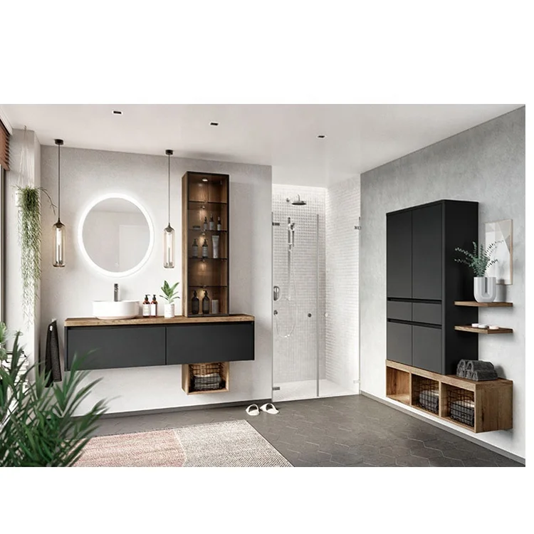 Cabinet Type and Modern Style Zebra Solid Wood French Bath Antique Bathroom Vanity Cabinet