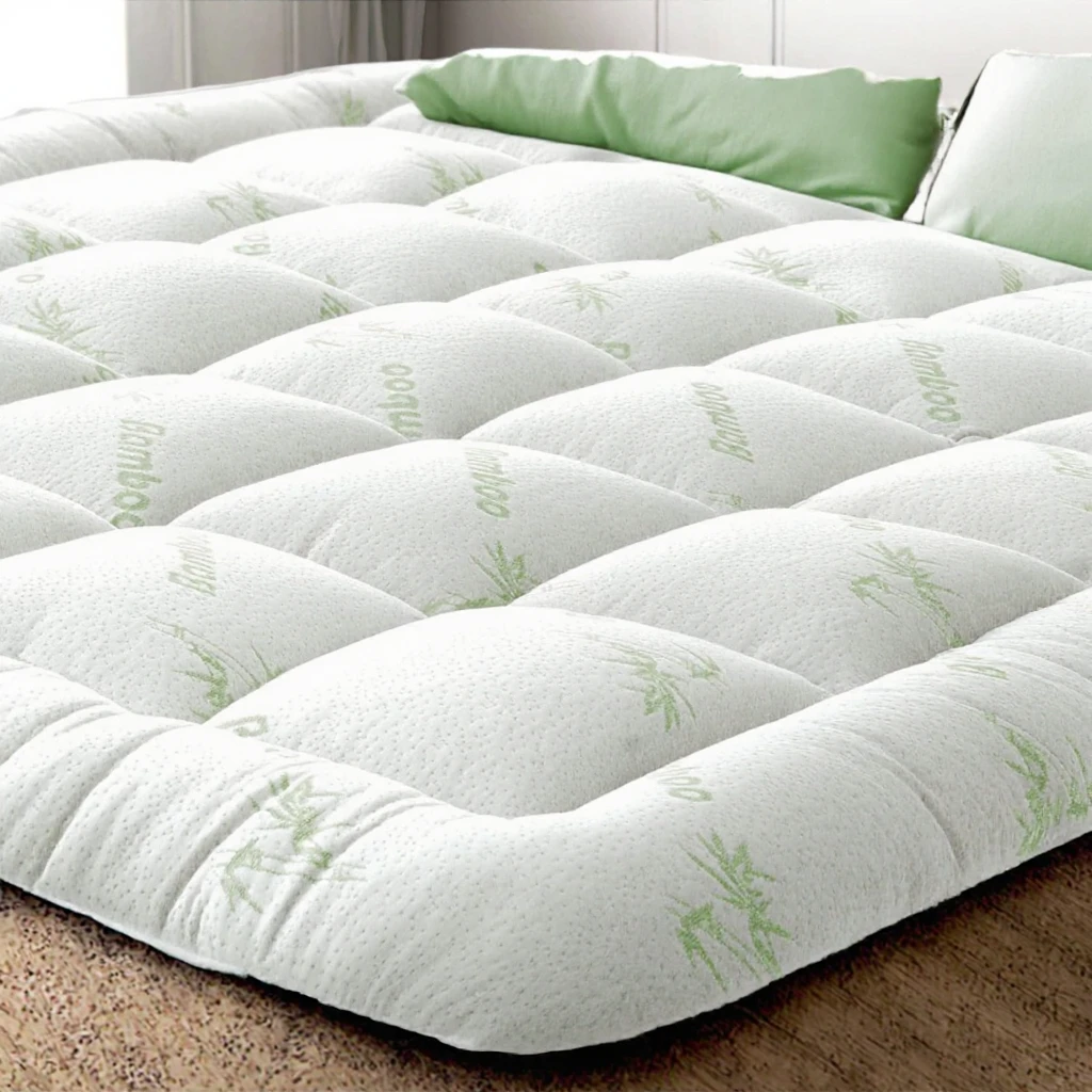 Hypoallergenic Twin Size Quilted Cooling Bamboo Fiber Mattress Topper with Deep Pocket Fitted Skirt details