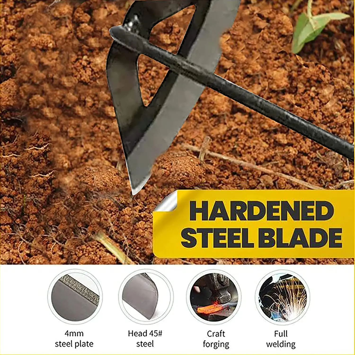 Zappa Da Giardino Regolabile Con Manico Lungo - Attrezzo Heavy Duty Per Diserbo E Lavori Di Terra - Foto 7