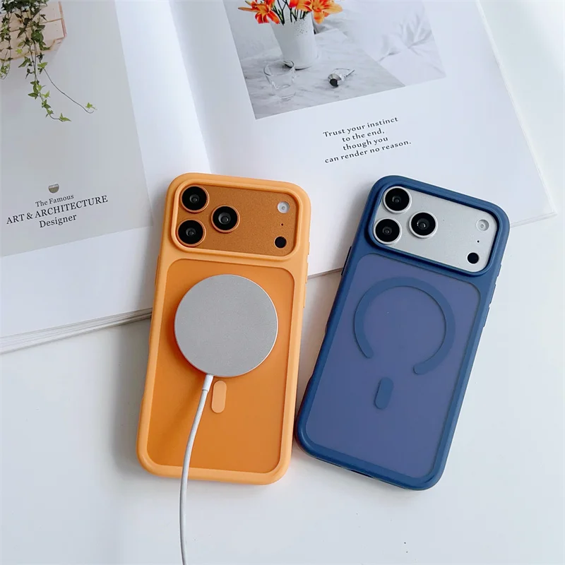 Matte Skin Feel Magnetic Case for iPhone 17 17E Air 16 16E 15 14 Plus 13 12 Pro Max Shockproof Hard PC Back Cover