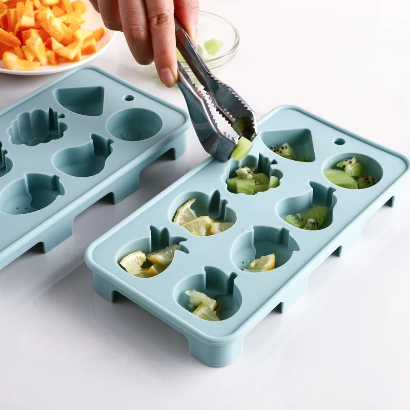 8 Cavity Ice Serving Tray Ice Mold Fruit Shaped Silicone Ice Cube Tray