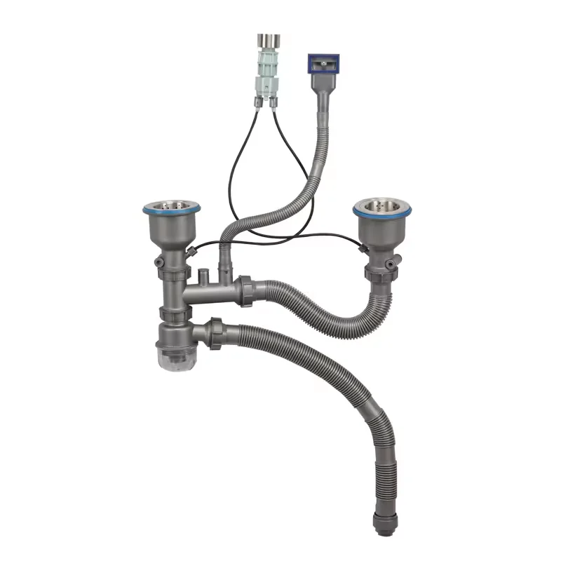 Custom Stainless Steel Table Control Kitchen Two Bowls Sink Strainer Drain Basin Waste Trap Flexible Sewer Pipe Drainer Hose