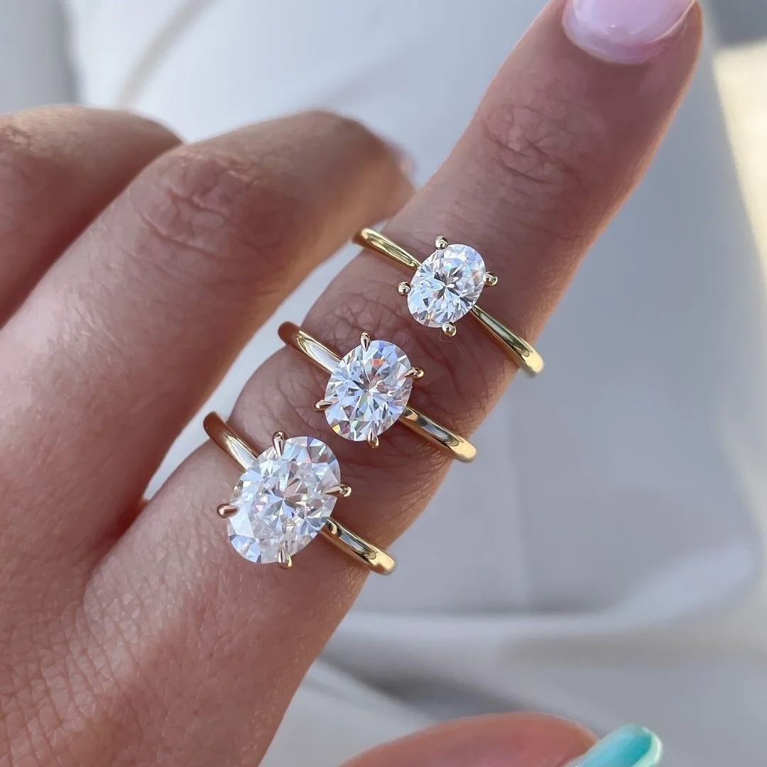 2CT Oval Shape Wedding Ring Moissanite Eternity Band