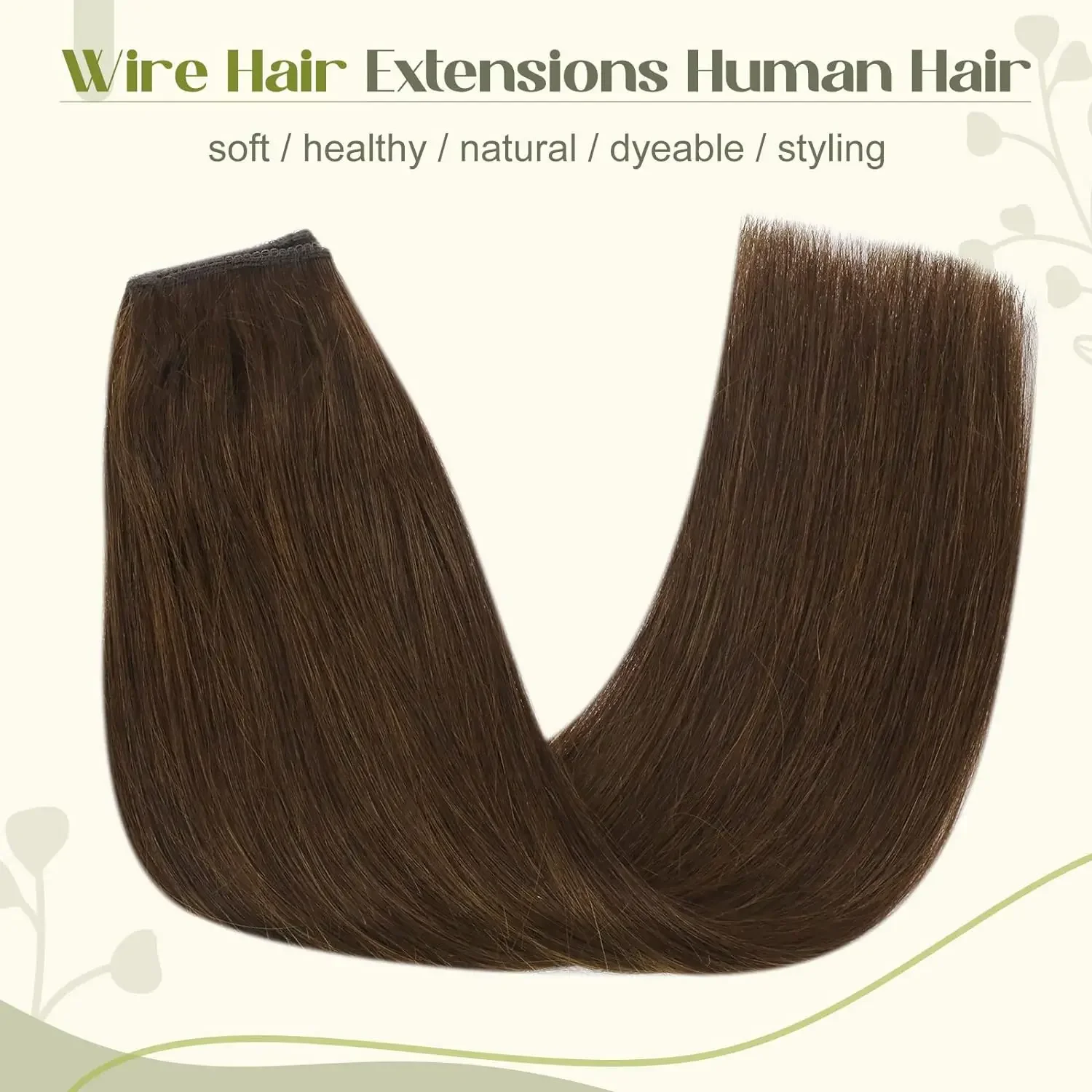 Schokoladenbraune Fish Line Echthaar-Extensions 16-26 Zoll für den Salon_voghion.com