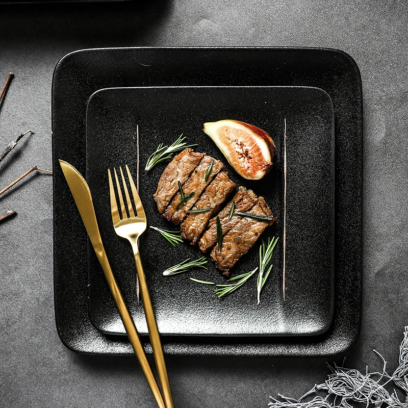 CERAMIC MATTE BLACK DINNERWARE MATTE PLATE BLACK DISH