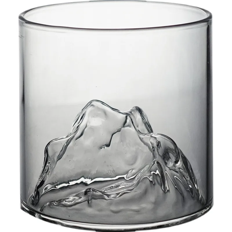 Transparent High Borosilicate Glass Tumbler Vintage Mountain View Design for Breakfast Milk Whiskey Wine Tea Water Cups