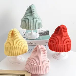 Children Pullover Solid Color Baby Knit Hat Simple Kids Beanies Knitted Baby Unisex Winter Wool Hat
