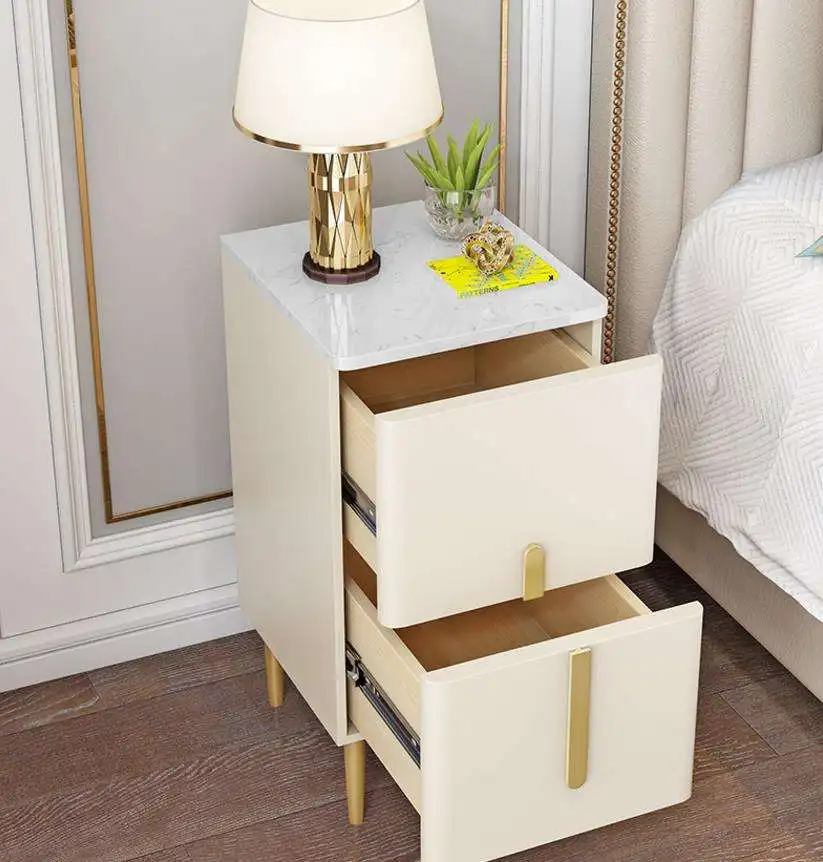Modern Design Nordic Simple Style Nightstand Square Grey Flannelette