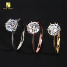 Fine In Stock 925 Sterling Silver 6Prongs Setting 0.5ct 1ct 2ct 3ct Moissanite Rings Jewelry Diamond Engagement Rings For Women