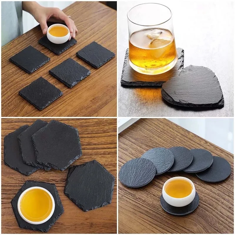 Assiette Pierre Volcanique Japonaise - 12cm - Sushi, Sashimi, Glace - Design Artistique Noir