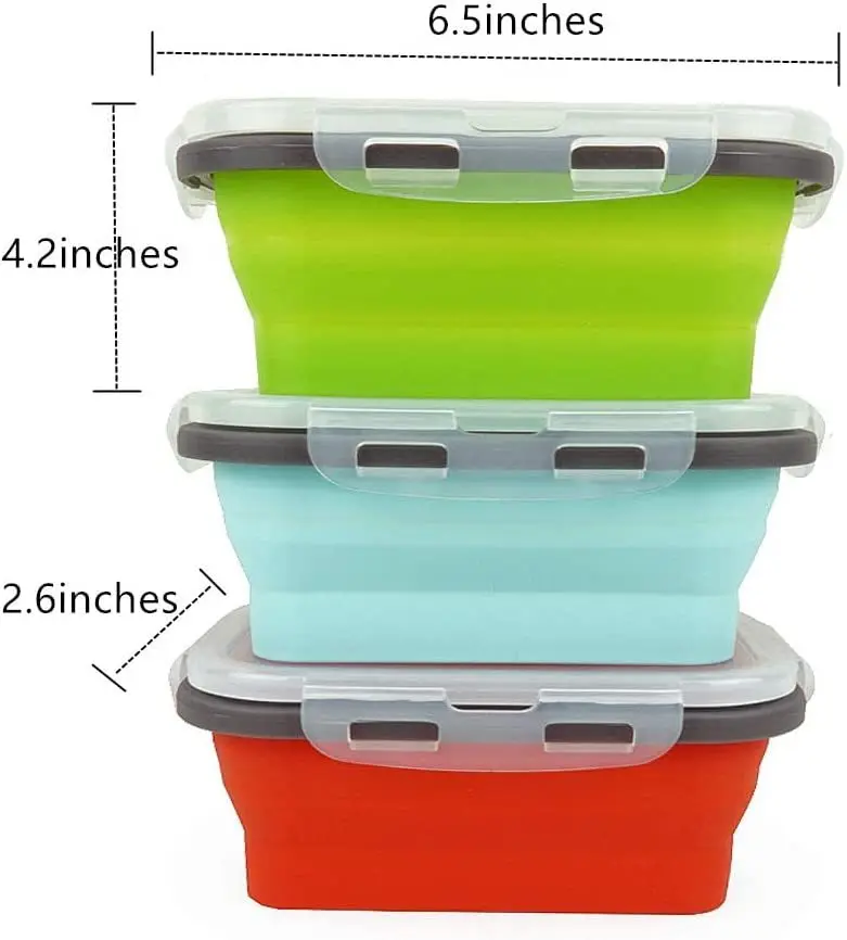 4 Pieces /set Storage Container Folding Silicone Food Lunch Box Collapsible Convenient Silicone