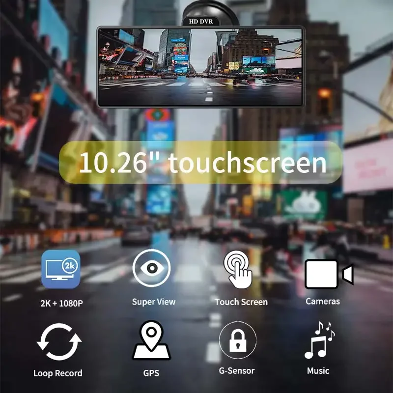 10.26inch Touch Screen Car Portable Wireless Carplay Dashcam Universal