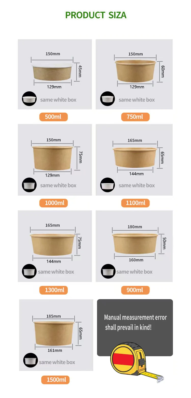 Wholesale Food Grade Kraft Paper Salad Bowl With Pp Lid Disposable ...
