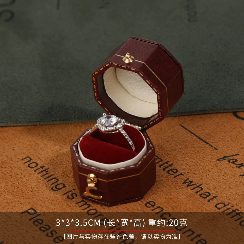 Luxus Antik Stil Kunstleder Herz Ring Box Displays Schmuck Ring