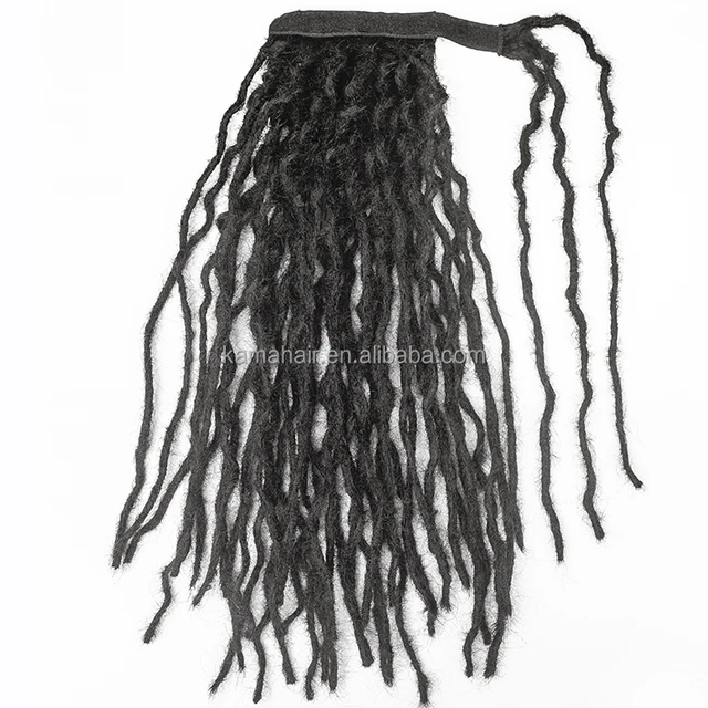 [KAMA Dreads] Human Hair Crochet Locs Extensions 16" Wrap Around Dreadlock Ponytail with Magic Paste