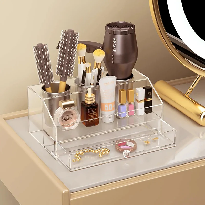 Bathroom Vanity Countertop Storage Organizer Customized Acrylic Hair